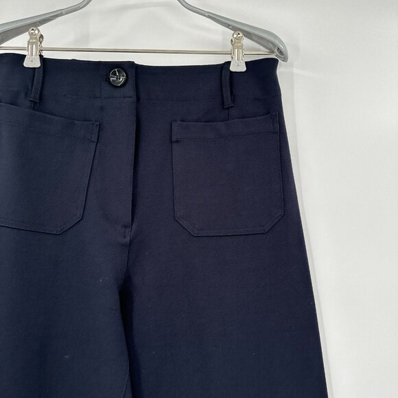 Quince Ultra Stretch Ponte Cropped Wide Leg Pant sz 10/30 Women's Navy Blue NWT - Picture 3 of 5
